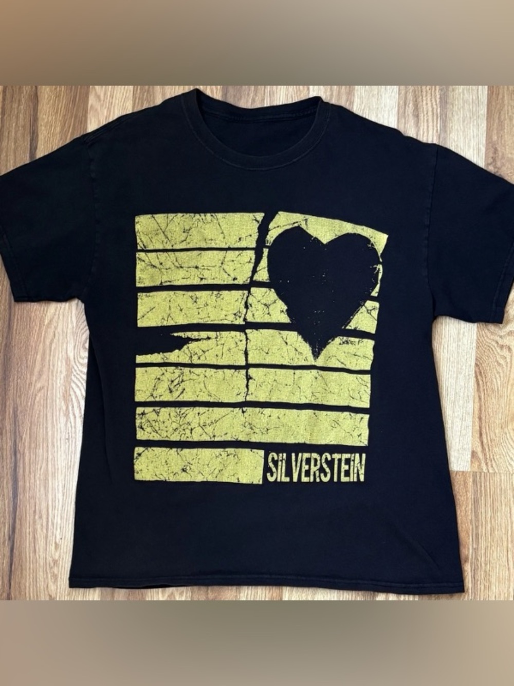Silverstein Black Tee with Yellow Graphic Heart